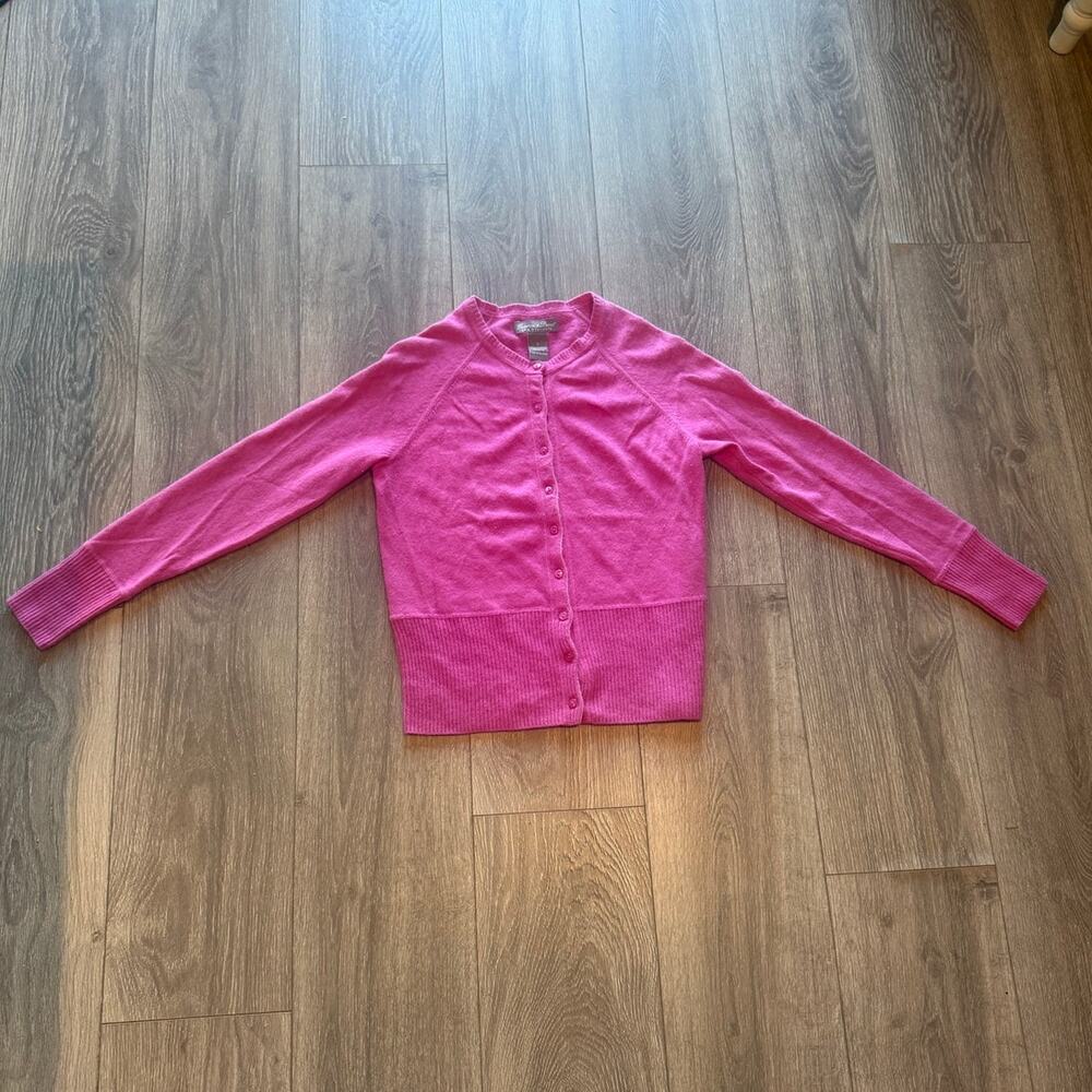Grayson & Dunn Cardigan Womens S Pink 100% Cashmere Button Front Sweater